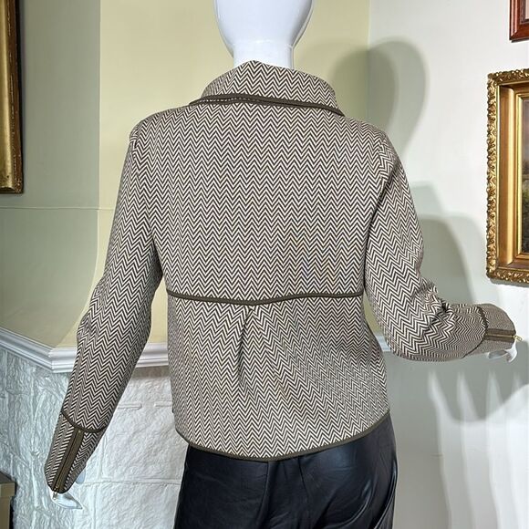 Ports International 100% Merino Wool Herringbone Moto Style Zipped Jacket - Picture 8 of 17